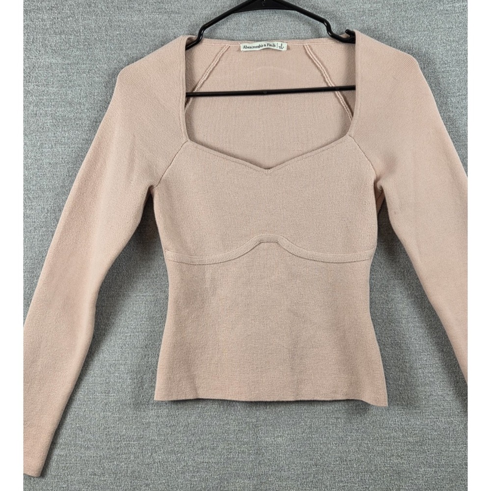 Abercrombie & Fitch S Pink Corset Sweater Top Square Neck Stretch Fairy Festival
